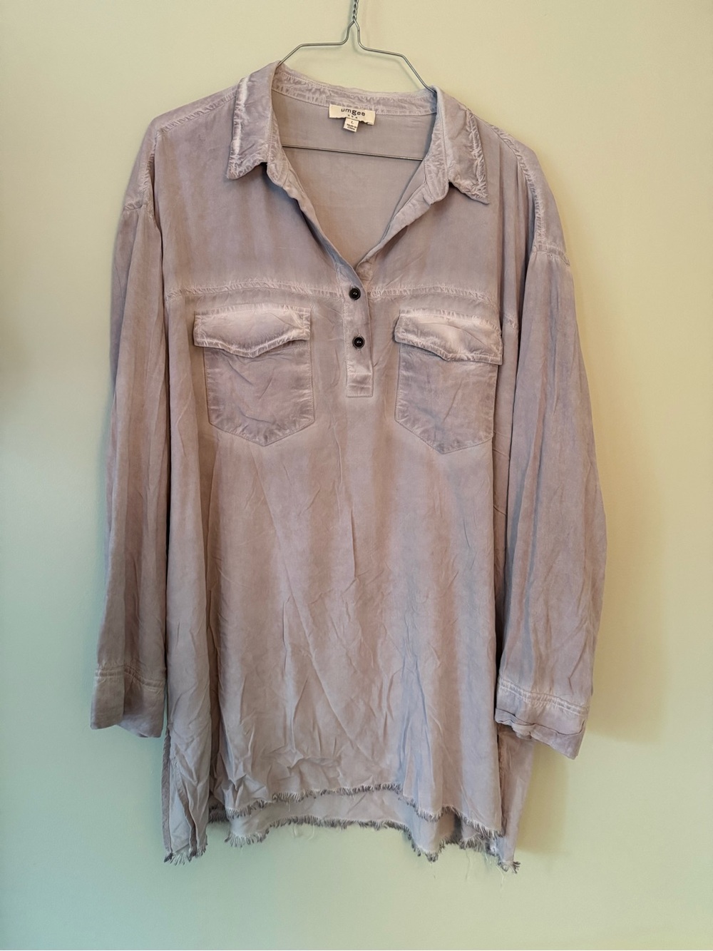 Umgee grey Button Pullover Tunic